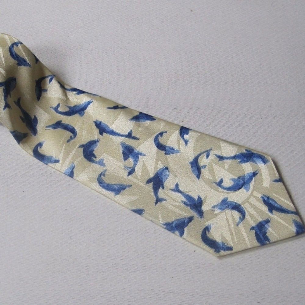 🌹DINO ROMARO Handmade Mens Tie Dolphin Necktie